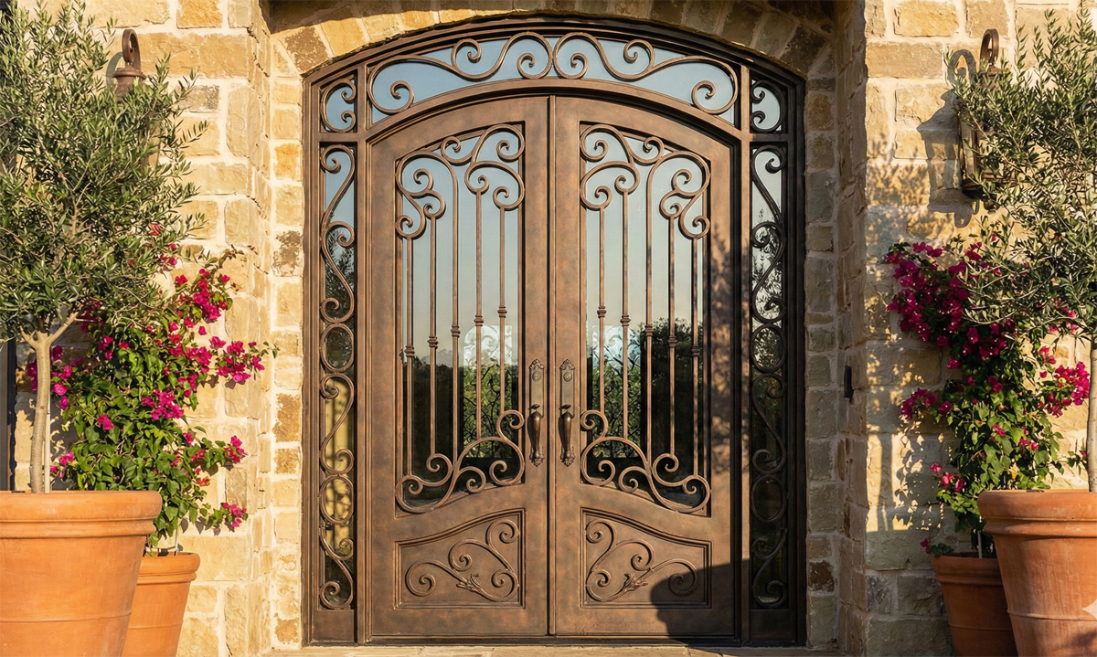 Custom iron doors and driveway gates for Texas properties